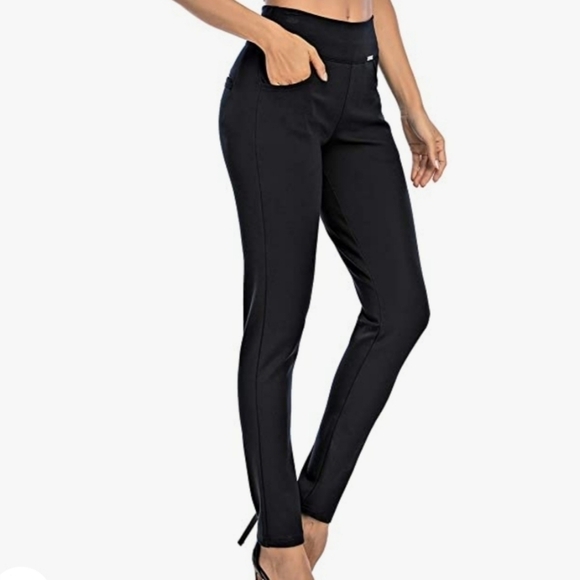 Neezeelee Black Dress Pants Pull On Comfort Stretch Slim Fit Leg High Waist NWT - Picture 1 of 9